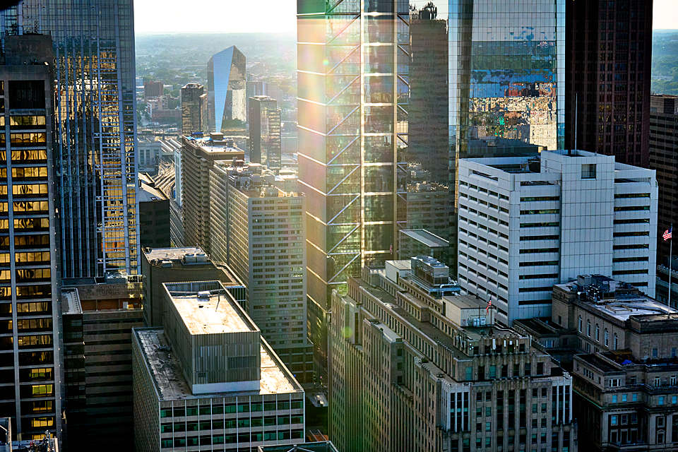 View of West Philadelphia skyline from Center City Philadelphia skyscraper