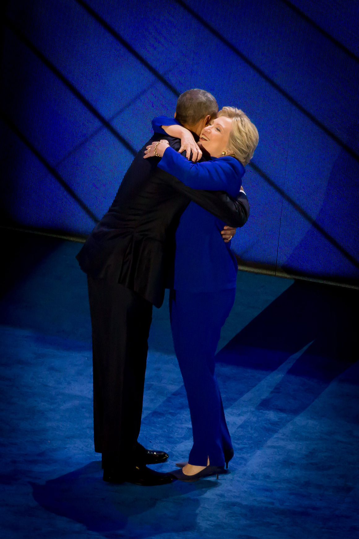 Barack and Hillary hug