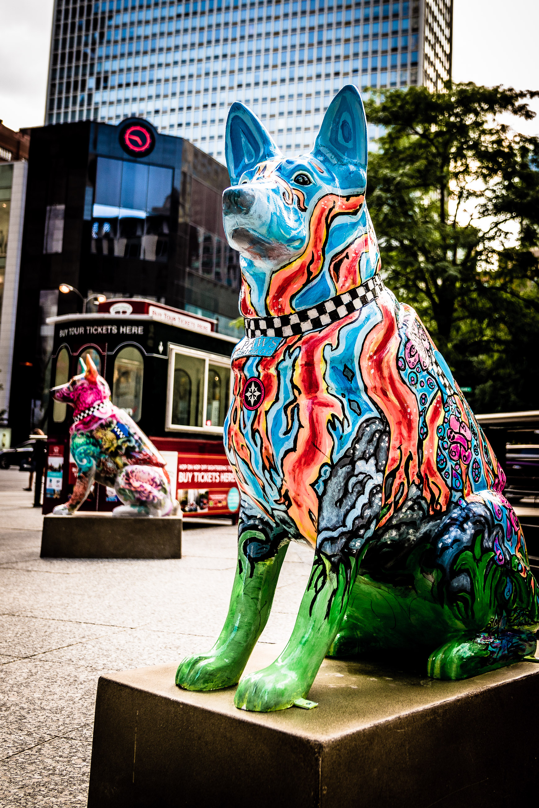 PAWS Chicago dog statue